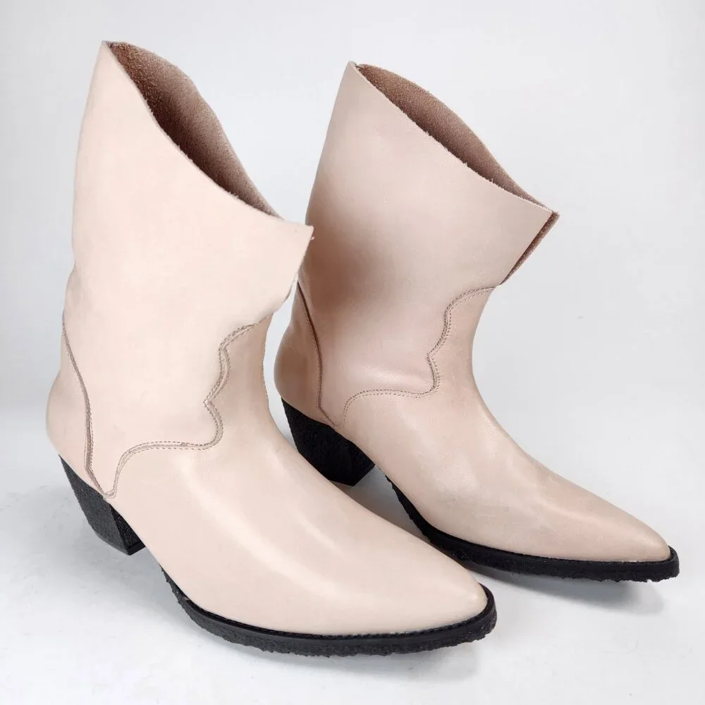 FREE PEOPLE Twilight Slouchy Western Ankle Boots - 38